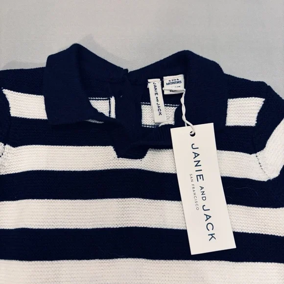Janie and Jack Baby Striped Collared One Piece Blue Stripes size 3-6 months - Picture 6 of 7